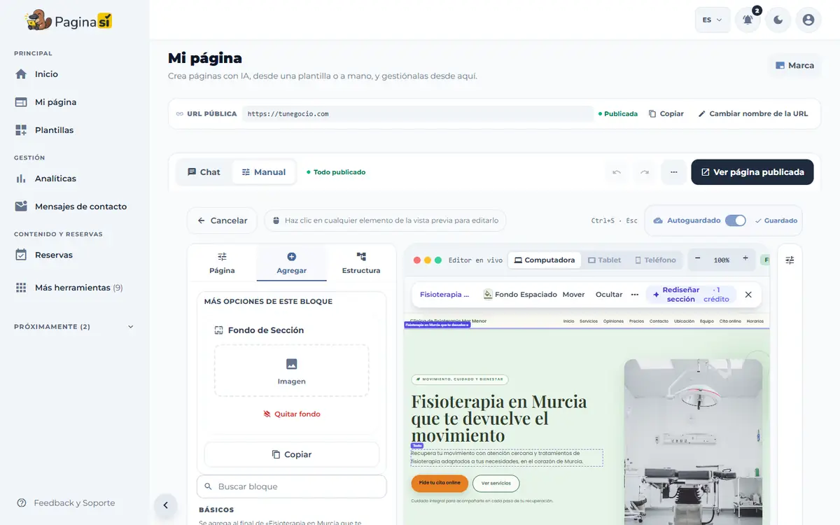 Captura de pantalla de Paginasí: Colores, letras y bloques nuevos