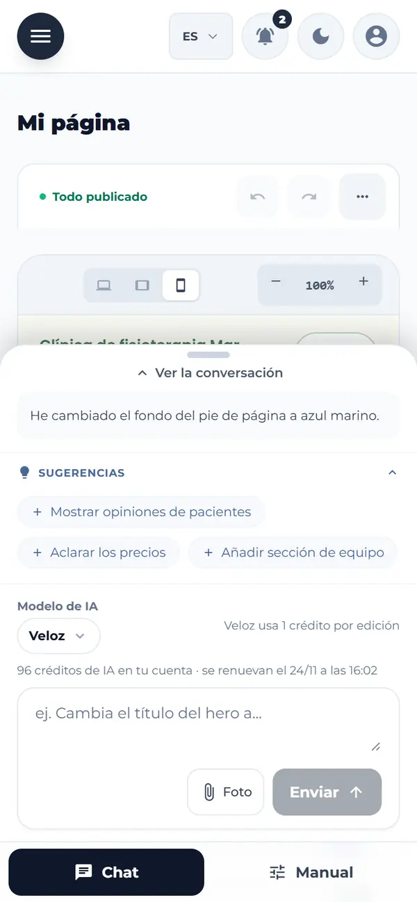 Captura de pantalla de Paginasí: Dos formas de editar