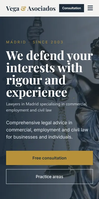 Example page of a law firm seen on a phone